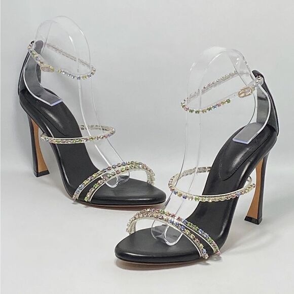 Alexandre Birman Dolores 100 Black & Sparkling Straps Sandal size 38 - Picture 1 of 12
